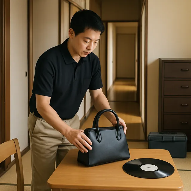 戸田市でダイニングテーブル・ブランドバッグ・レコードを確認する出張買取＋不用品回収の事例イメージ