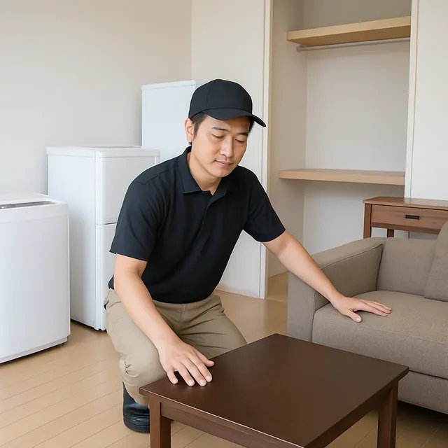 戸田市で3人掛けソファ・ローテーブル・デスクを確認する出張買取＋不用品回収の事例イメージ