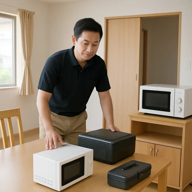 戸田市でダイニングテーブル・レンジ台・プリンターを確認する出張買取＋不用品回収の事例イメージ
