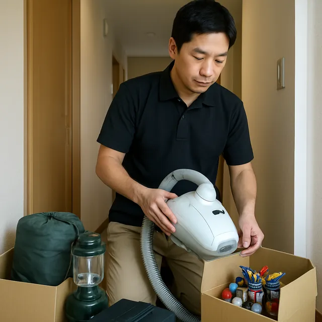 所沢市で掃除機・アウトドア用品・ホビー用品を確認する出張買取の事例イメージ