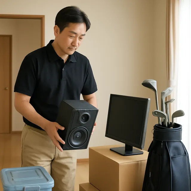 所沢市でスピーカー・モニター・ゴルフ用品を確認する出張買取＋引越しの事例イメージ