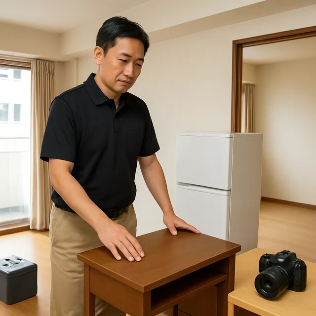 所沢市でデスク・冷蔵庫・カメラを確認する出張買取＋不用品回収の事例イメージ