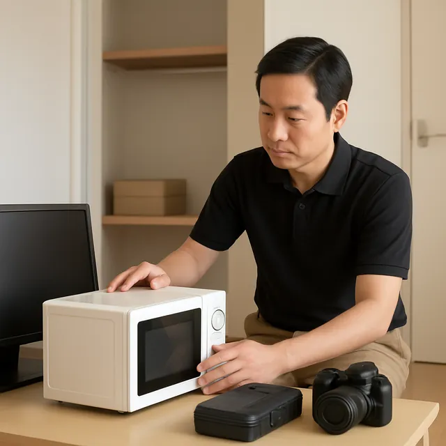豊島区で電子レンジ・モニター・カメラを確認する出張買取＋家片付けの事例イメージ