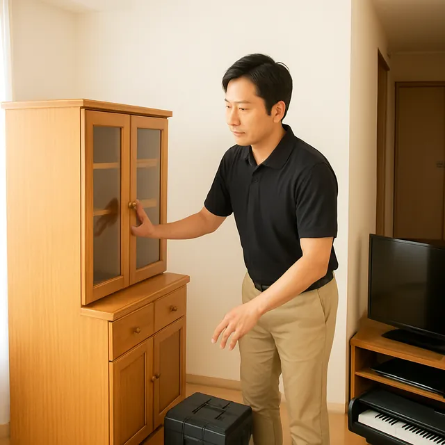 豊島区で食器棚・液晶テレビ・電子ピアノを確認する出張買取＋不用品回収の事例イメージ