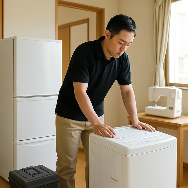 豊島区で冷蔵庫・縦型洗濯機・ミシンを確認する出張買取＋不用品回収の事例イメージ
