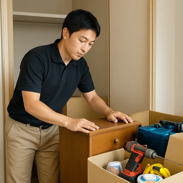 浦安市でキャビネット・電動工具・ホビー用品を確認する出張買取＋家片付けの事例イメージ
