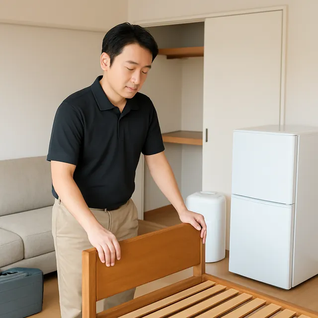 浦安市でベッドフレーム・冷蔵庫・除湿機を確認する出張買取＋遺品整理の事例イメージ
