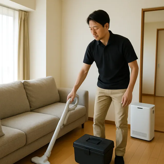 浦安市でカウチソファ・掃除機・空気清浄機を確認する出張買取＋不用品回収の事例イメージ