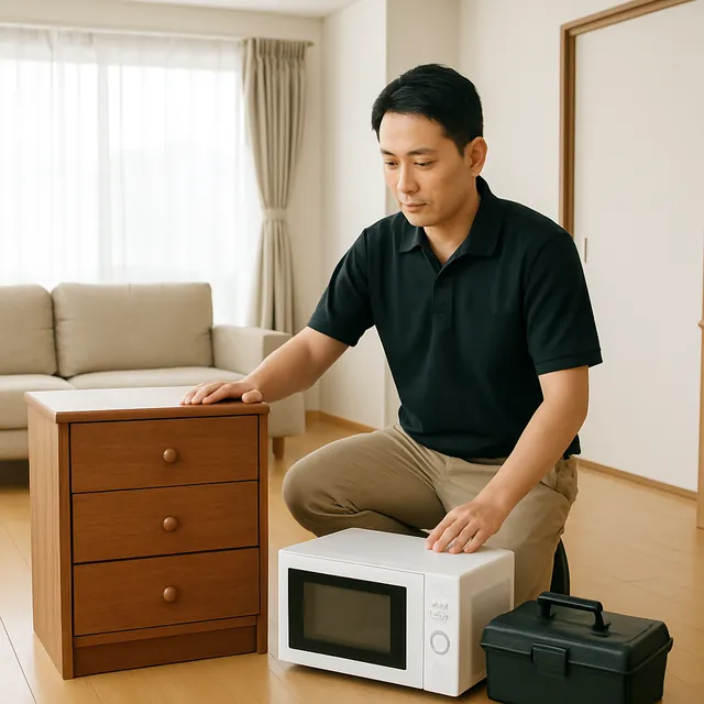 和光市でチェスト・電子レンジ・工具箱を確認する出張買取の事例イメージ