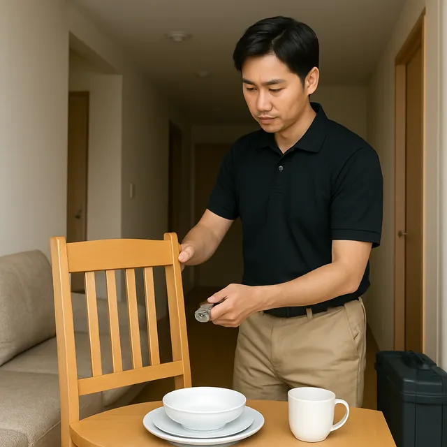 和光市でダイニングチェア・腕時計・食器セットを確認する出張買取＋家片付けの事例イメージ