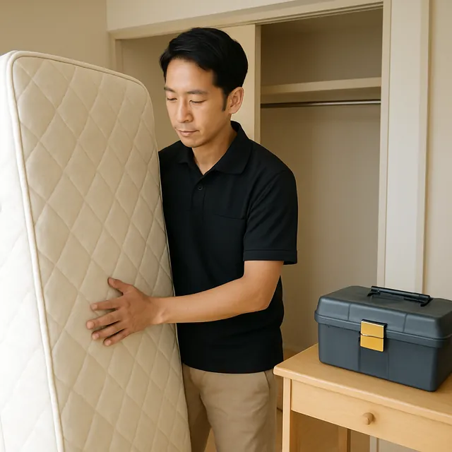 和光市でマットレス・学習机・電動工具を確認する出張買取＋家片付けの事例イメージ