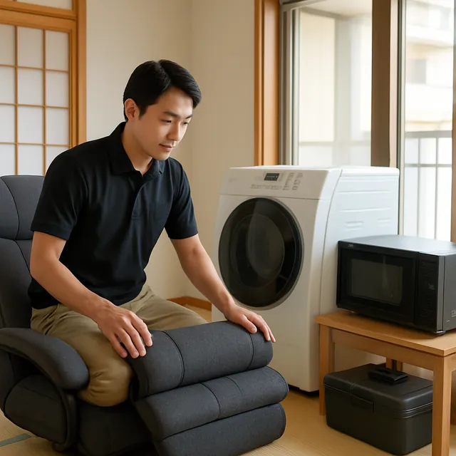 蕨市でリクライニングチェア・ドラム式洗濯機・オーブンレンジを確認する出張買取の事例イメージ