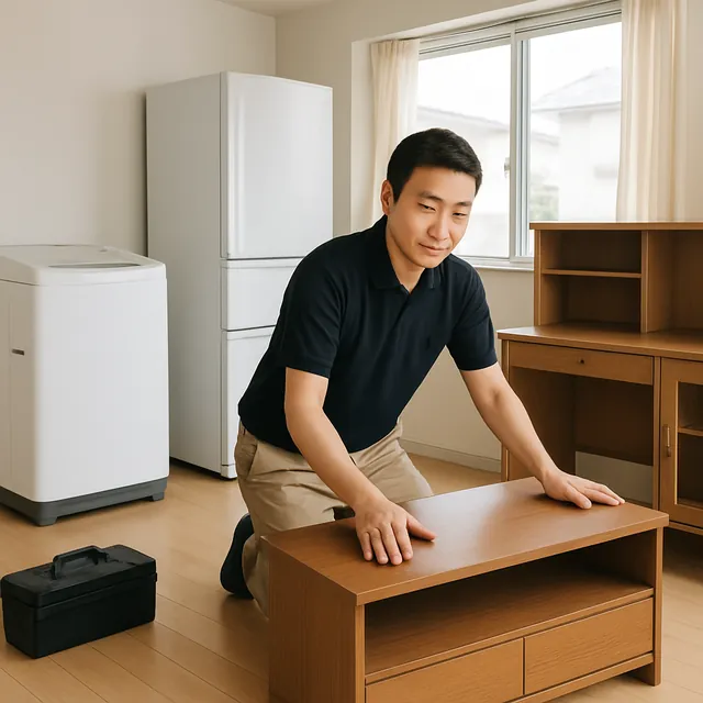 蕨市でテレビボード・学習机・キャビネットを確認する出張買取の事例イメージ