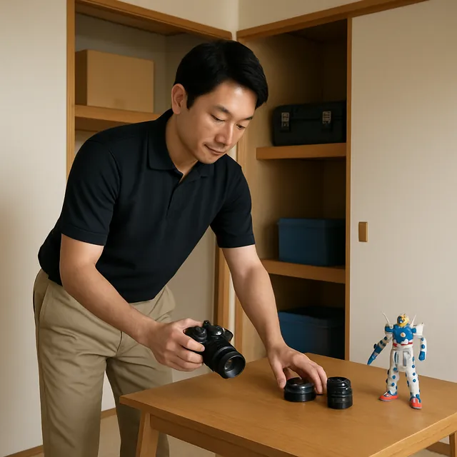 蕨市でローテーブル・カメラ・ホビー用品を確認する出張買取＋遺品整理の事例イメージ
