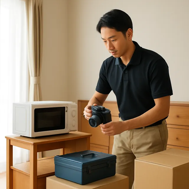 蕨市でレンジ台・工具箱・カメラを確認する出張買取＋遺品整理の事例イメージ