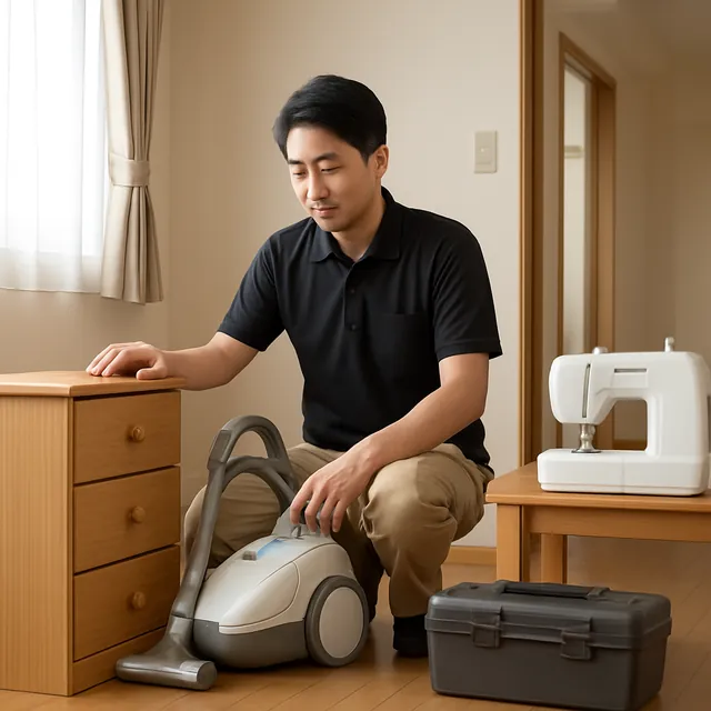 蕨市でチェスト・掃除機・ミシンを確認する出張買取＋引越しの事例イメージ