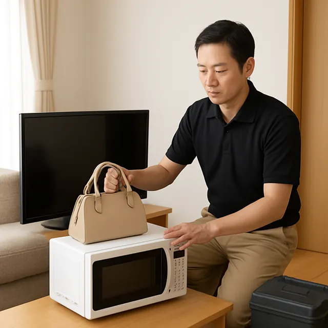 八千代市で液晶テレビ・オーブンレンジ・ブランドバッグを確認する出張買取の事例イメージ