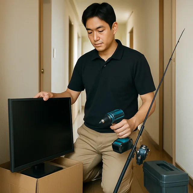 八千代市で液晶テレビ・電動工具・釣具を確認する出張買取の事例イメージ