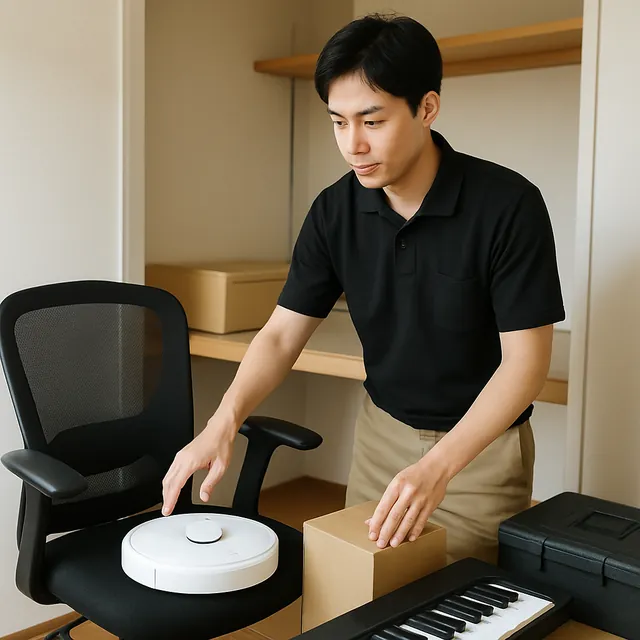 八千代市でオフィスチェア・ロボット掃除機・電子ピアノを確認する出張買取＋家片付けの事例イメージ