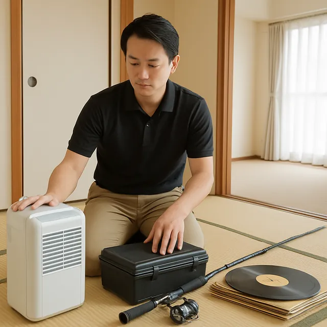 八千代市で除湿機・釣具・レコードを確認する出張買取＋家片付けの事例イメージ