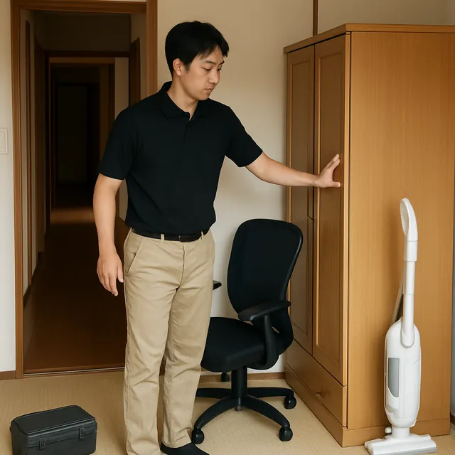 八千代市で洋服タンス・オフィスチェア・掃除機を確認する出張買取＋不用品回収の事例イメージ