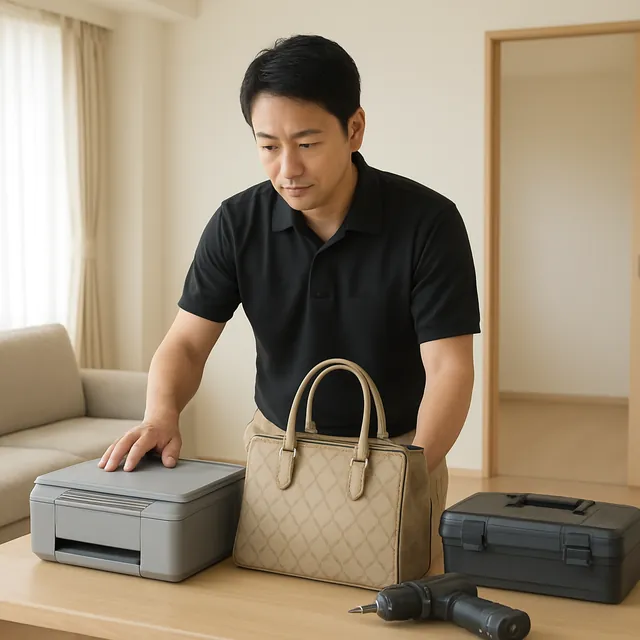 八千代市でプリンター・ブランドバッグ・電動工具を確認する出張買取＋不用品回収の事例イメージ