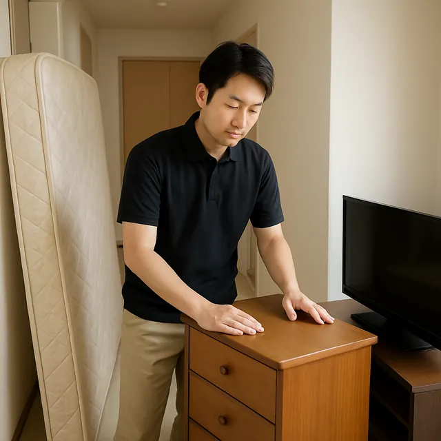 越生町でマットレス・チェスト・テレビボードを確認する出張買取＋不用品回収の事例イメージ
