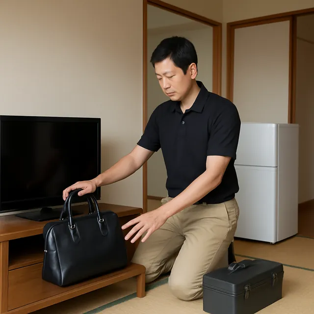 大和市でテレビボード・冷蔵庫・ブランドバッグを確認する出張買取＋家片付けの事例イメージ