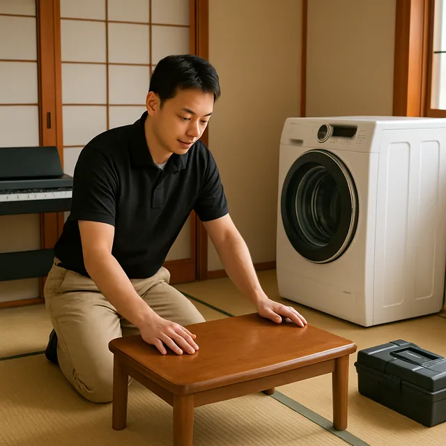 大和市でローテーブル・ドラム式洗濯機・電子ピアノを確認する出張買取＋引越しの事例イメージ
