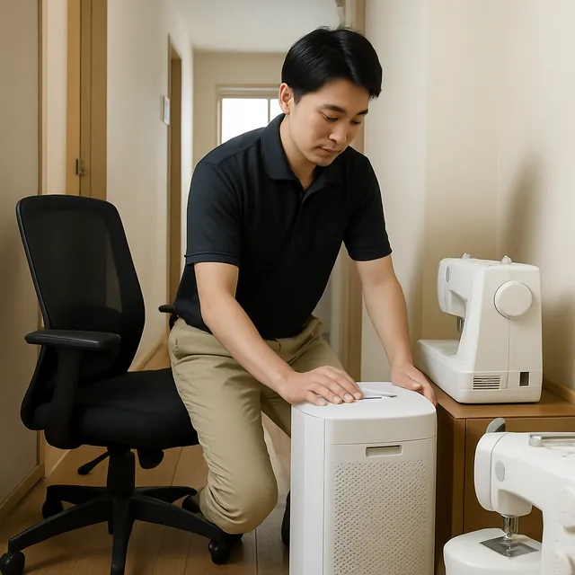 大和市でオフィスチェア・空気清浄機・ミシンを確認する出張買取＋引越しの事例イメージ