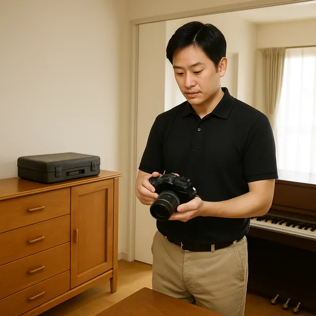 毛呂山町でゴルフ用品・カメラ・サイドボードを確認する出張買取＋遺品整理の事例イメージ