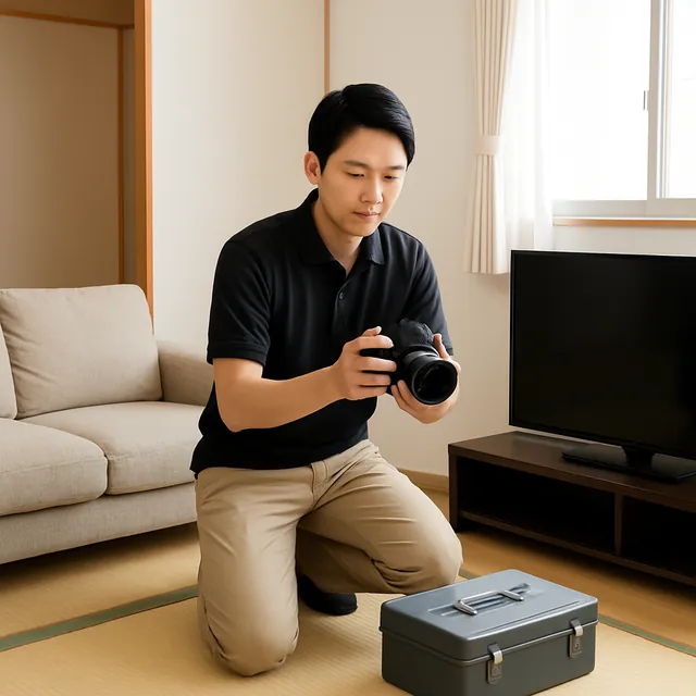 八潮市で3人掛けソファ・液晶テレビ・カメラを確認する出張買取の事例イメージ