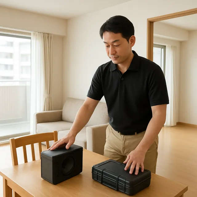 八潮市でダイニングテーブル・スピーカー・電動工具を確認する出張買取＋家片付けの事例イメージ