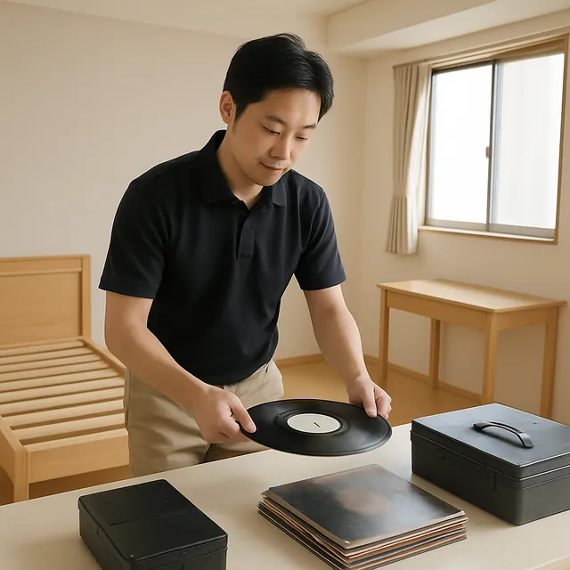 八潮市でベッドフレーム・デスク・レコードを確認する出張買取＋引越しの事例イメージ