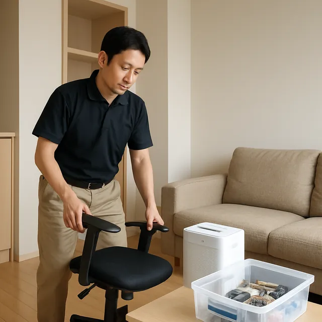 八潮市でオフィスチェア・除湿機・ホビー用品を確認する出張買取＋引越しの事例イメージ