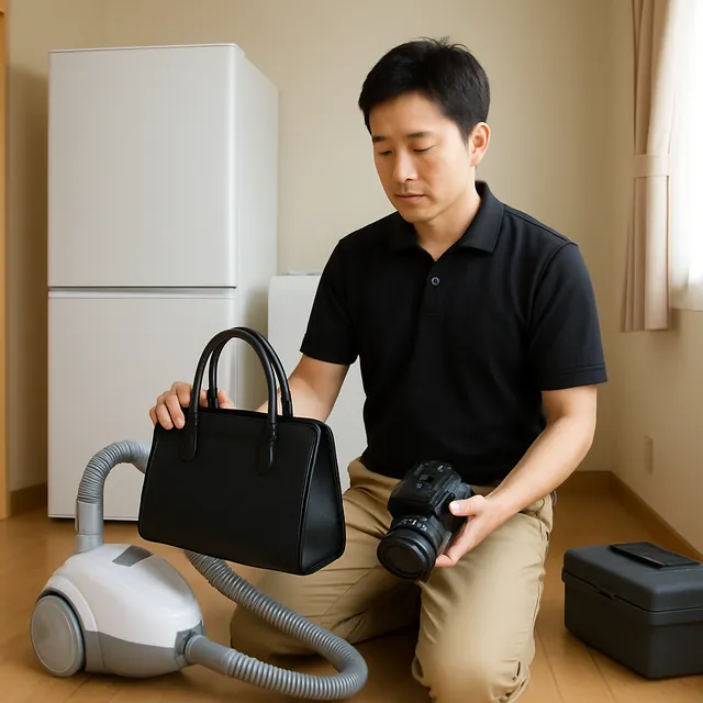 横浜市で掃除機・ブランドバッグ・カメラを確認する出張買取の事例イメージ