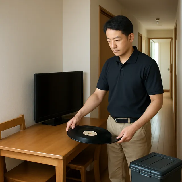 横浜市でダイニングテーブル・モニター・レコードを確認する出張買取＋家片付けの事例イメージ