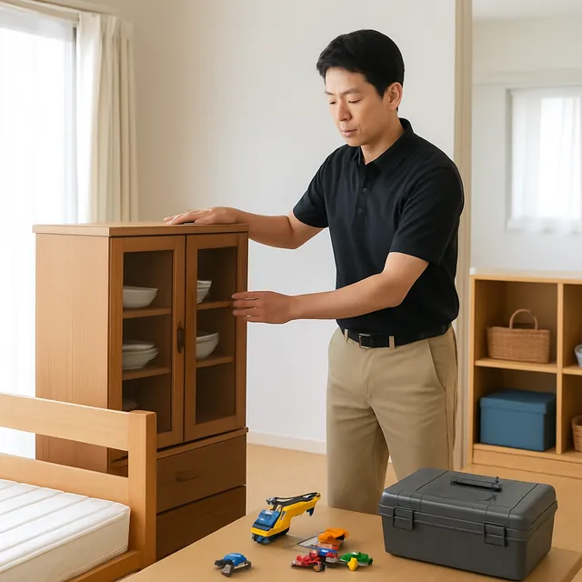 横浜市で食器棚・ベッドフレーム・ホビー用品を確認する出張買取＋遺品整理の事例イメージ
