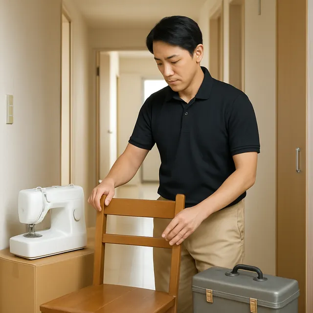横浜市でダイニングチェア・ミシン・工具箱を確認する出張買取＋引越しの事例イメージ