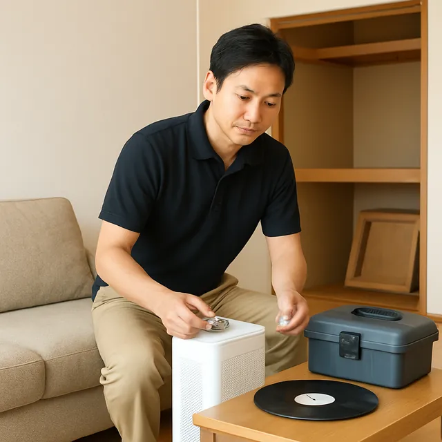 横浜市で空気清浄機・腕時計・レコードを確認する出張買取＋引越しの事例イメージ