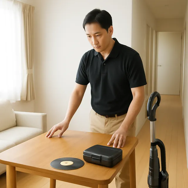 横浜市でダイニングテーブル・掃除機・レコードを確認する出張買取＋不用品回収の事例イメージ