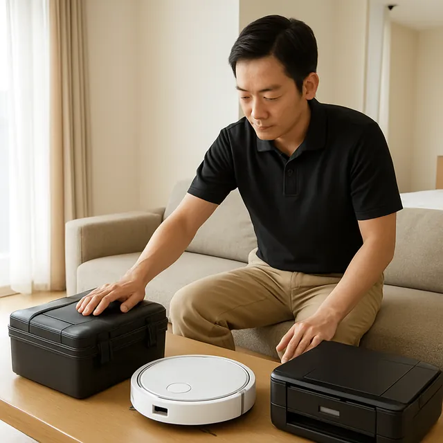 横浜市でロボット掃除機・プリンター・工具箱を確認する出張買取＋不用品回収の事例イメージ