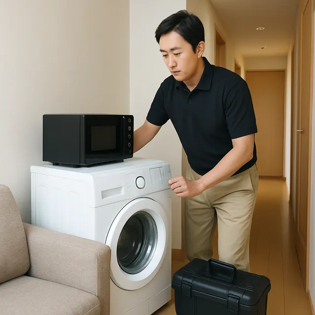 横須賀市でドラム式洗濯機・電子レンジ・工具箱を確認する出張買取＋家片付けの事例イメージ