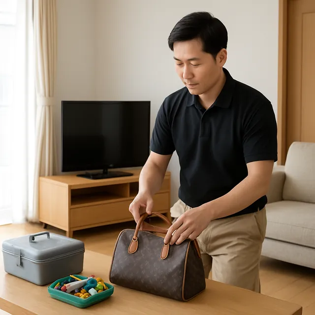 横須賀市でテレビボード・ブランドバッグ・ホビー用品を確認する出張買取＋不用品回収の事例イメージ