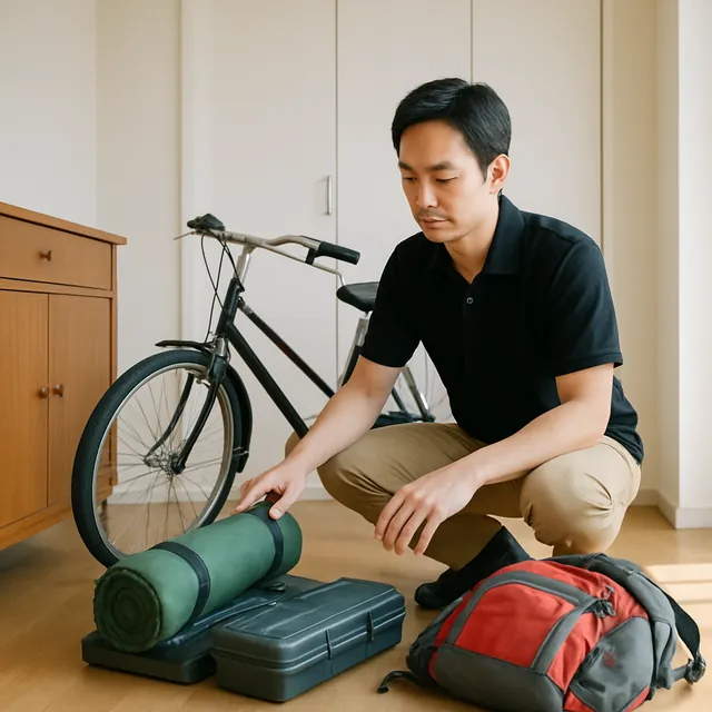 吉川市でサイドボード・自転車・アウトドア用品を確認する出張買取＋家片付けの事例イメージ