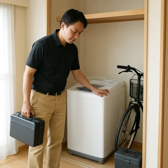 吉川市で縦型洗濯機・電動工具・自転車を確認する出張買取＋遺品整理の事例イメージ
