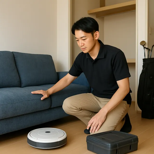 吉川市で3人掛けソファ・ロボット掃除機・ゴルフ用品を確認する出張買取＋不用品回収の事例イメージ