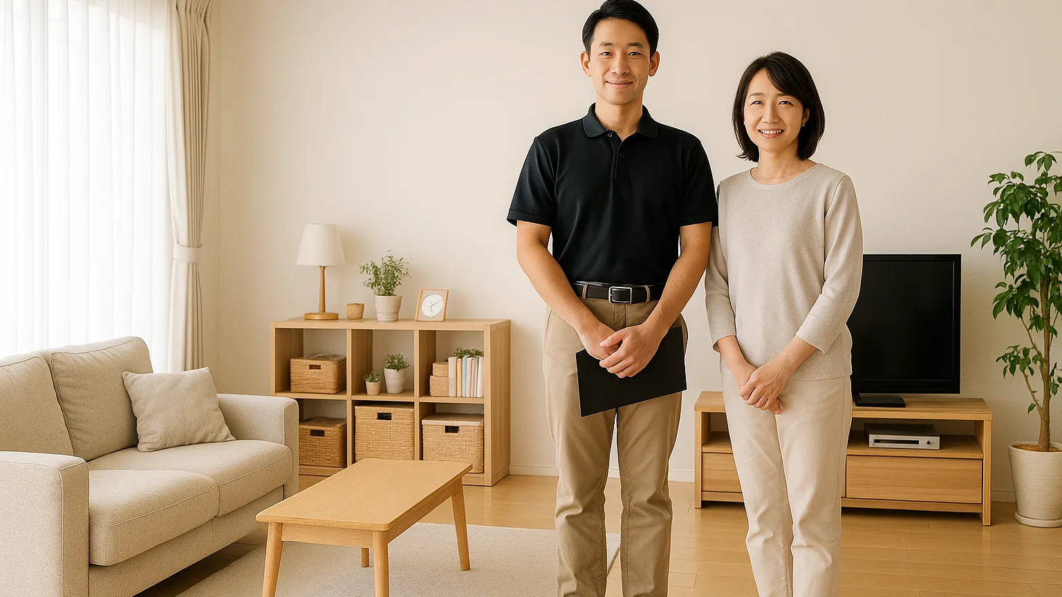 査定を終えて安心した表情のお客様（イメージ）