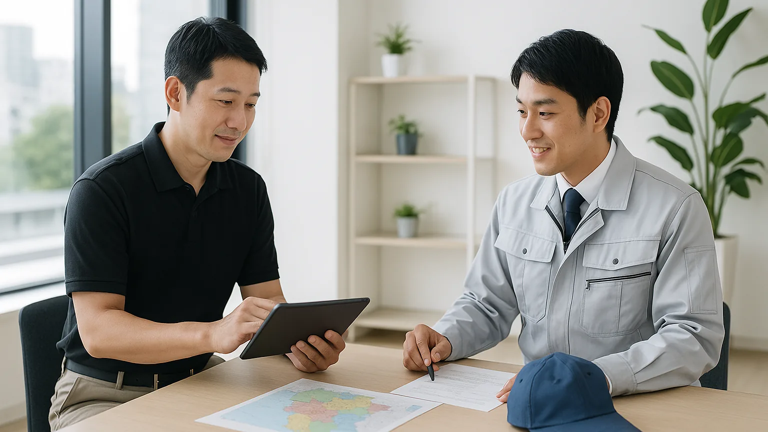 エコスマイリー担当者と引越し会社担当者の打ち合わせ（イメージ）