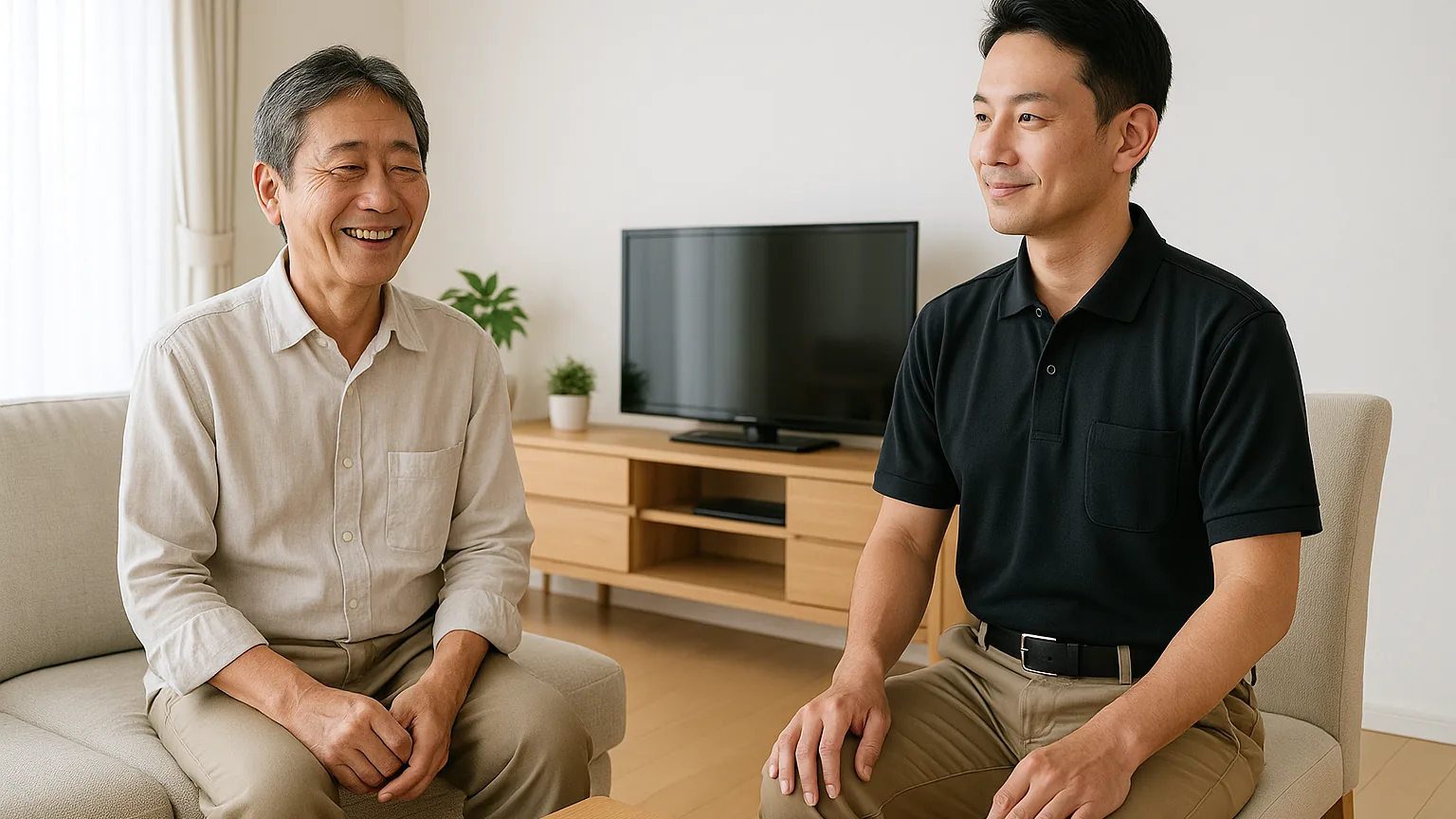 査定を終えて安心した表情のお客様（イメージ）